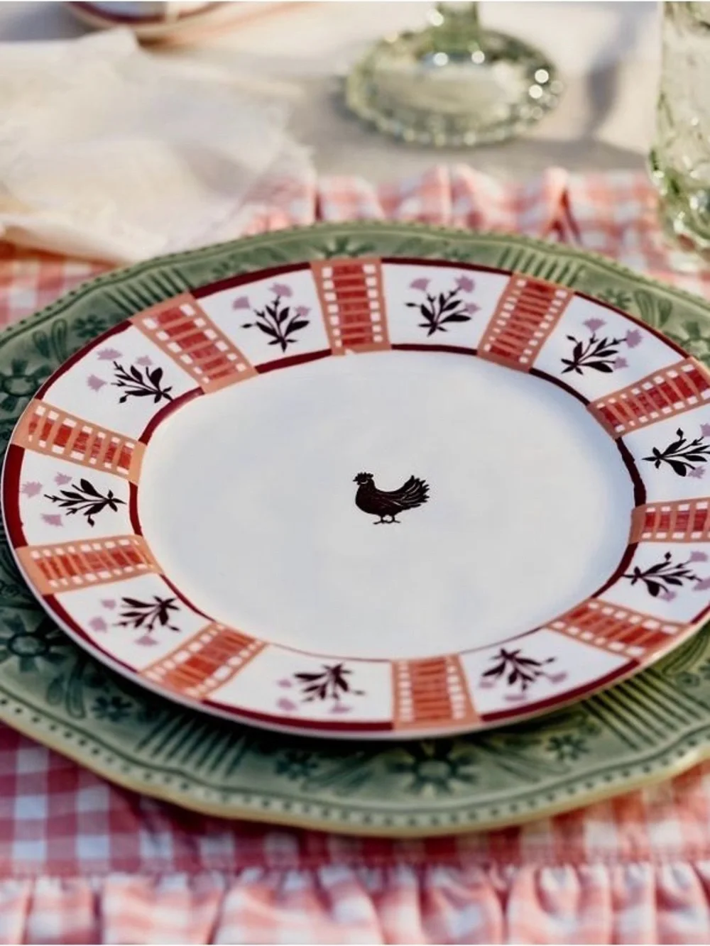 Anthropologie Millie Stoneware Dessert Plate Chicken